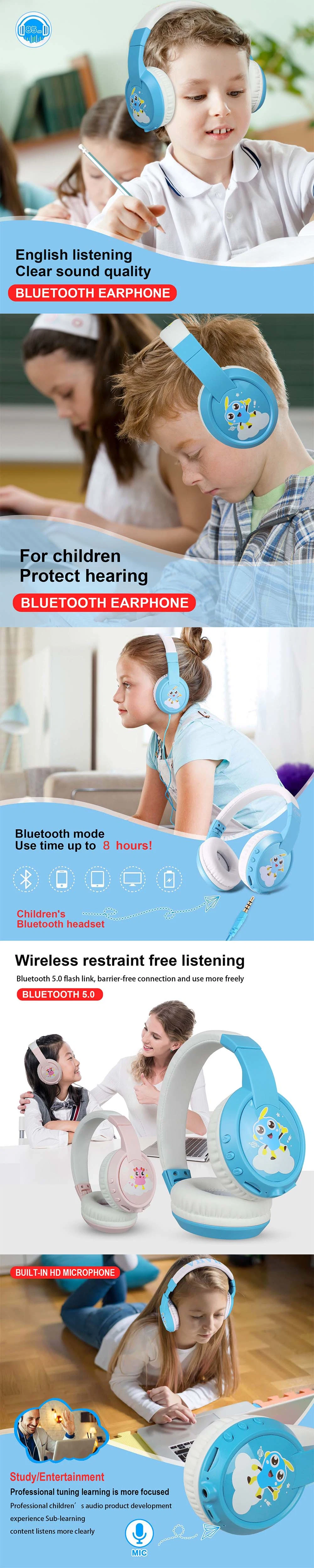 C100 New Arrival Children Headset Wireless Bluetooth Stereo Headphone for Kids
