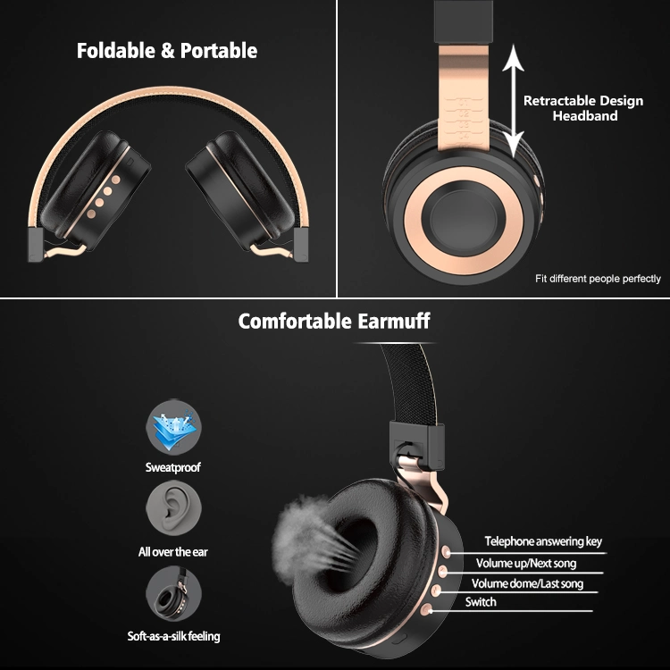 Bluetooth Version 5.0 Stable Transmission 10m Bluetooth Headphone on Ear Wireless Headset for Mobile Phone
